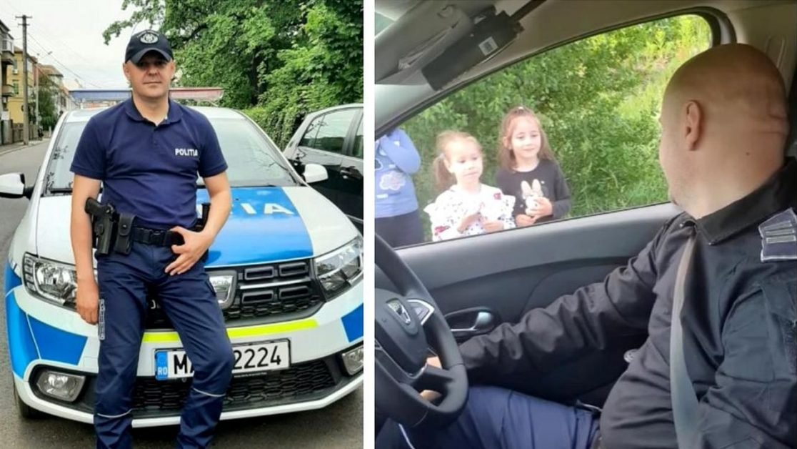 „Polițistul magician”, omul legii din Sibiu care aduce zâmbete copiilor. Imaginile devenite virale VIDEO