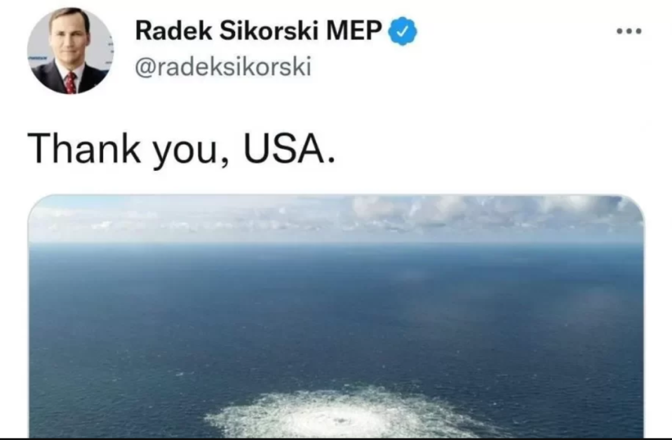 Fost ministru de externe polonez și-a șters postarea prin care mulțumea SUA pentru sabotajul Nord Stream