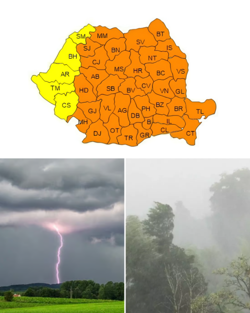 Cod galben de furtuni după caniculă. Scădere de 12 grade marți